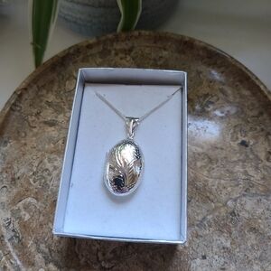 Vintage Sterling Silver 925 FAS Etched Locket Necklace Chain